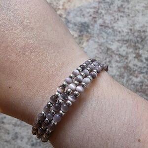 Purple and Silver Crystal Wrap Bracelet Sz 6.5
